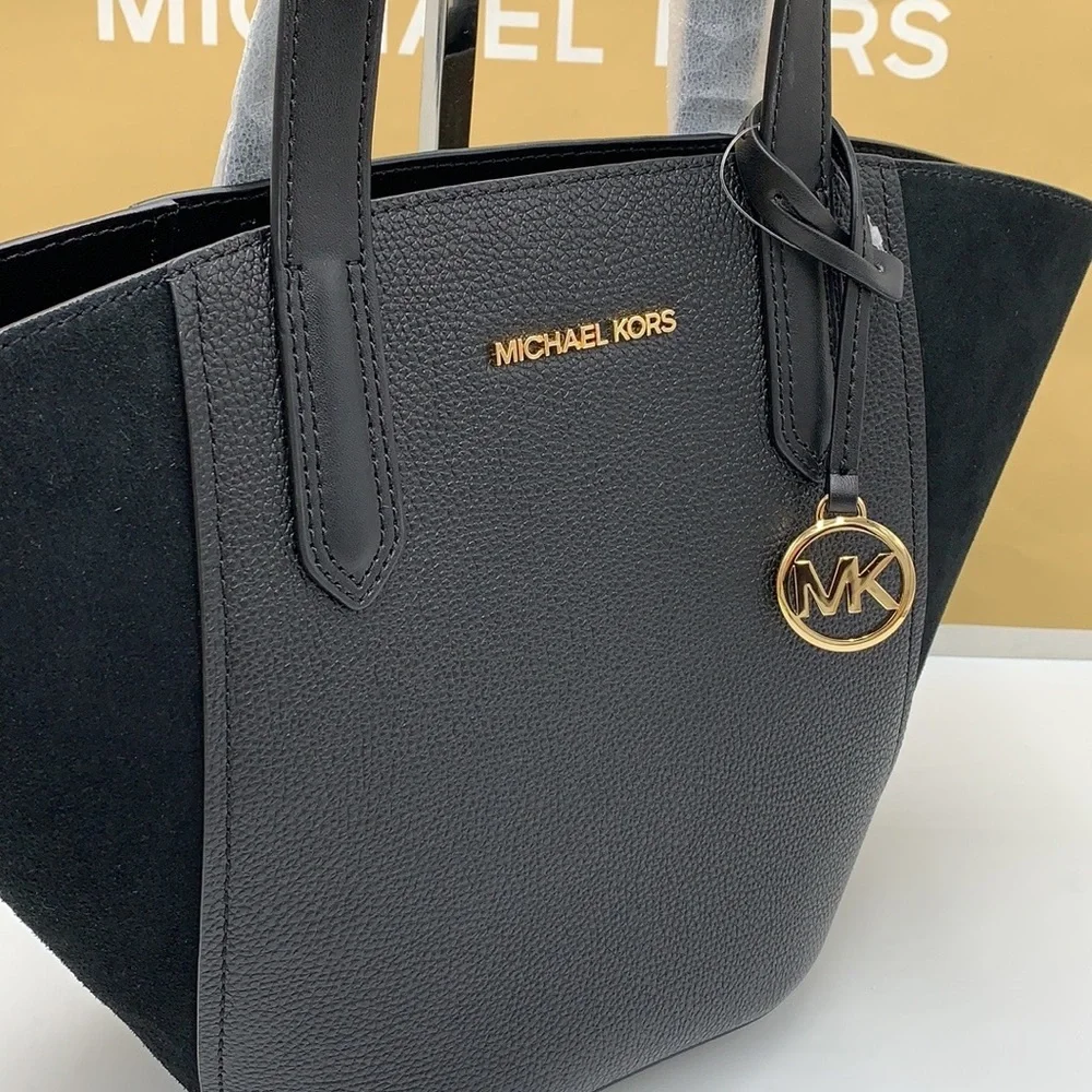 MICHAEL KORS PORTIA SMALL TOTE BLACK COLOR Pebbled leather/ suede